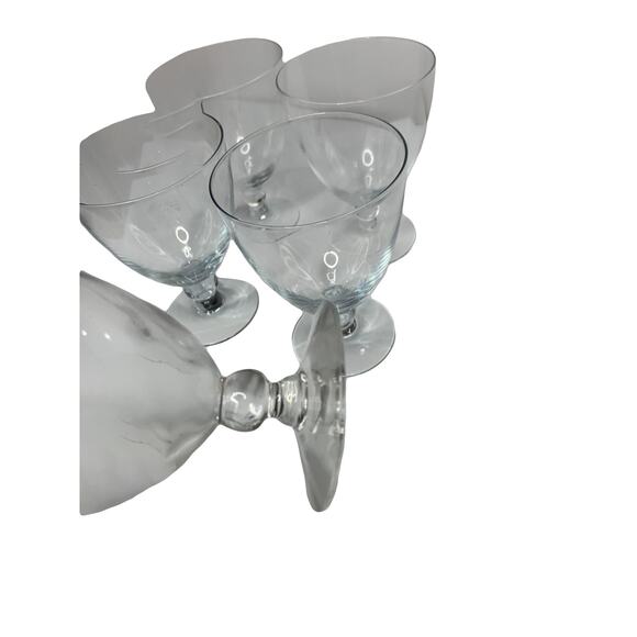 Set of 5 Clear Crystal Glasses Unknown Design - Picture 4 of 5